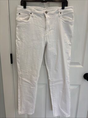 STS Blue White Ankle-Length Slim Straight Jeans